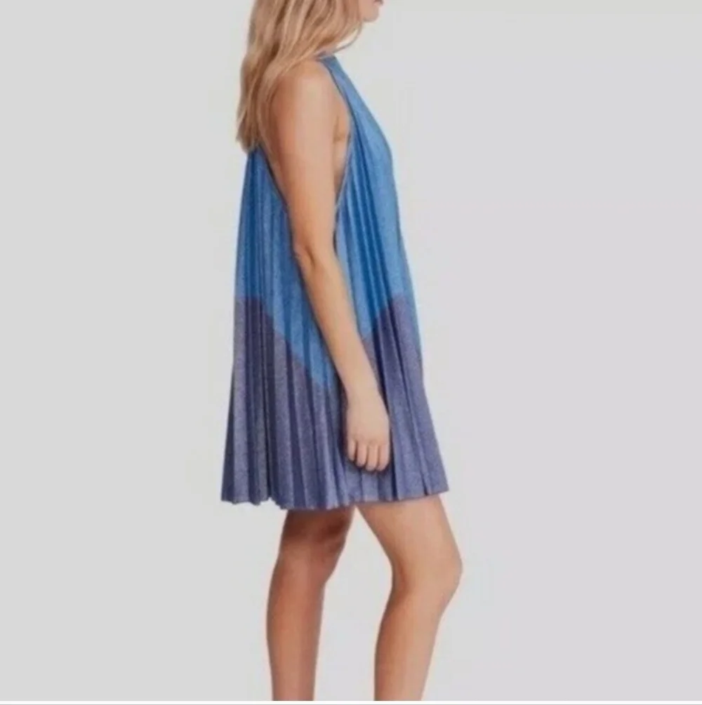Free People Womens Pleated Love Metallic Mini Dress Small